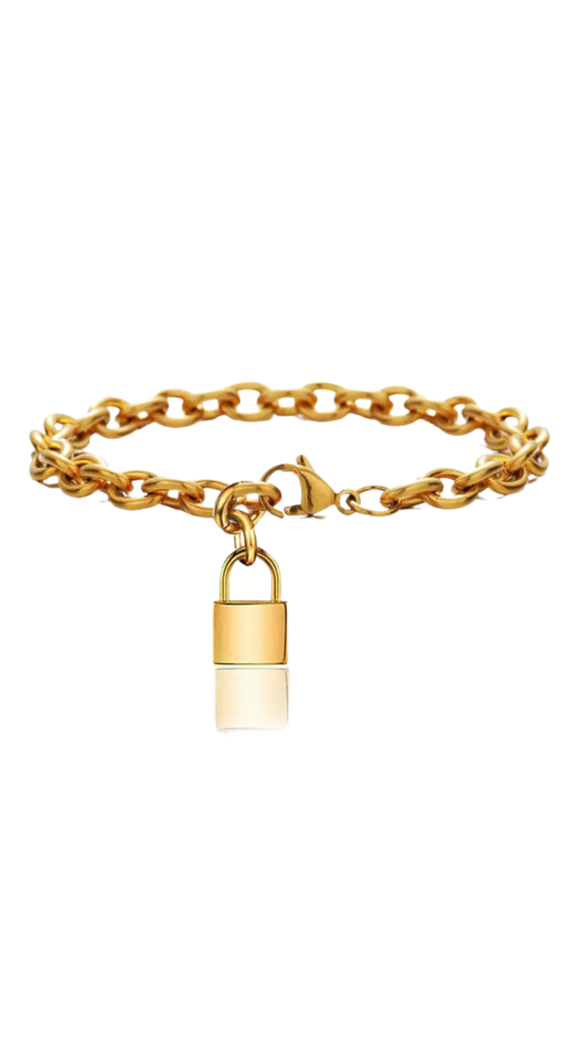 Golden Lock it Chain Bracelet